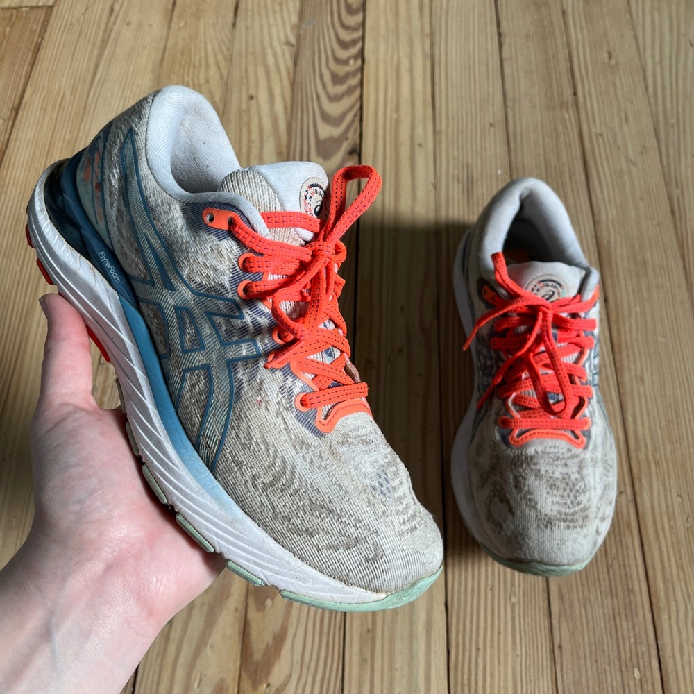 ASICS Gel-Cumulus 23 Running Shoes Womens 6.5 Grey Blue Orange 1012B159 Trainers